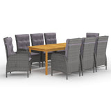vidaXL 7-Piece Garden Dining Set Grey