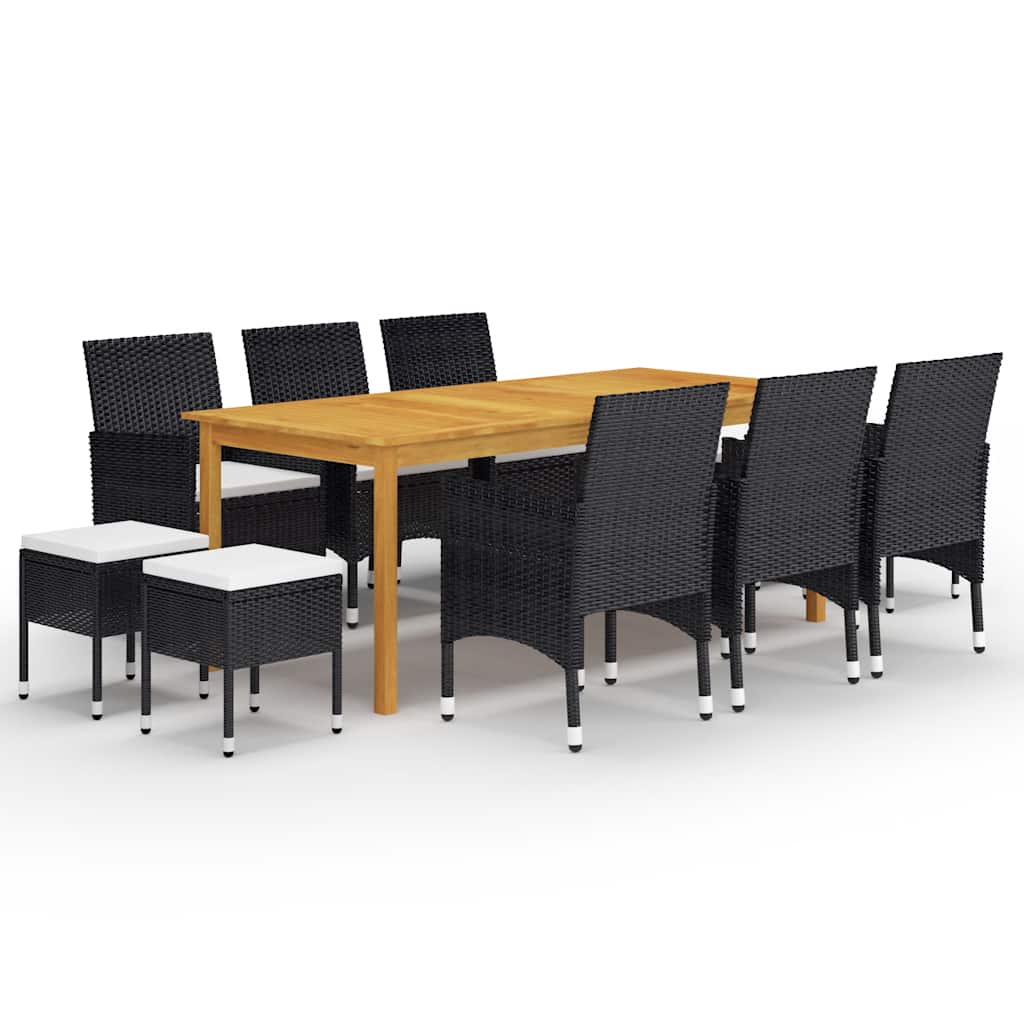 vidaXL 11-Piece Garden Dining Set Black