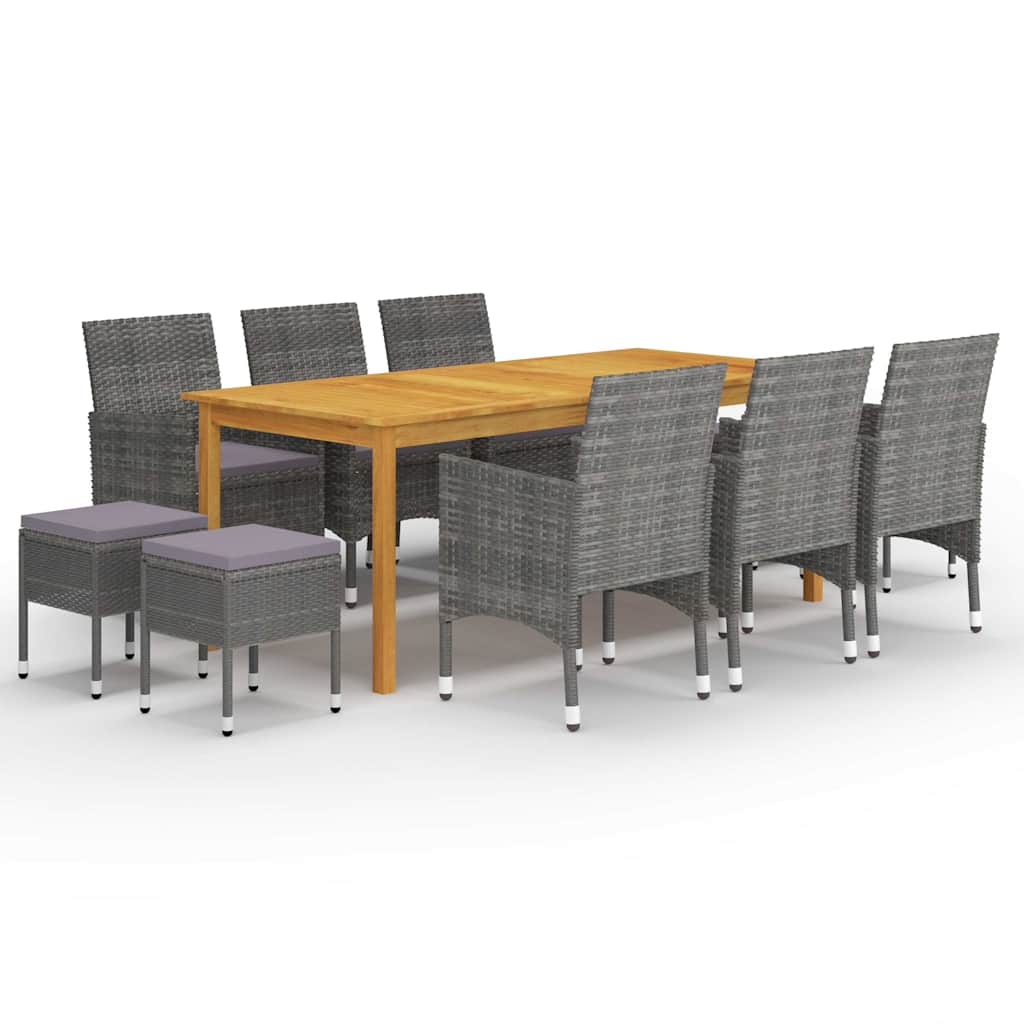 vidaXL 11-Piece Garden Dining Set Black