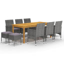 vidaXL 11-Piece Garden Dining Set Black