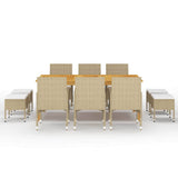 vidaXL 11-Piece Garden Dining Set Black