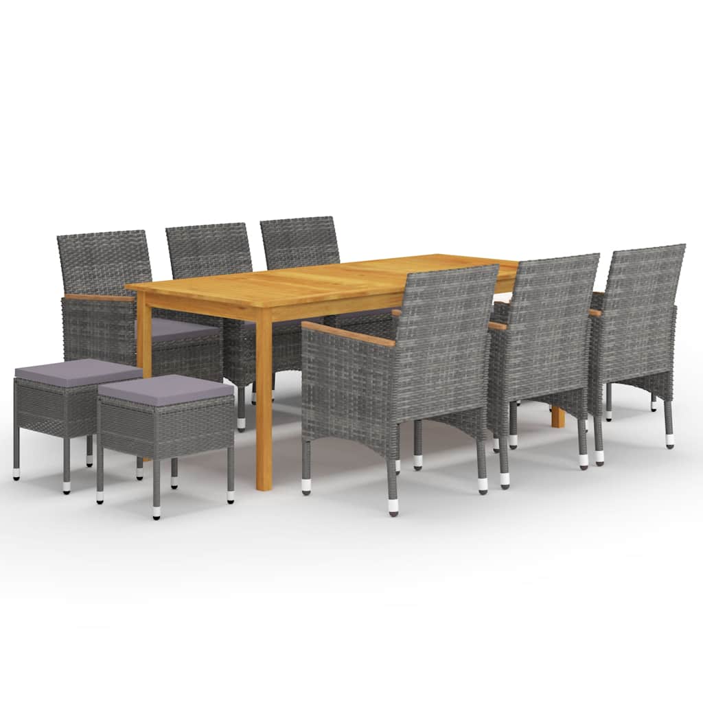 vidaXL 11-Piece Garden Dining Set Black