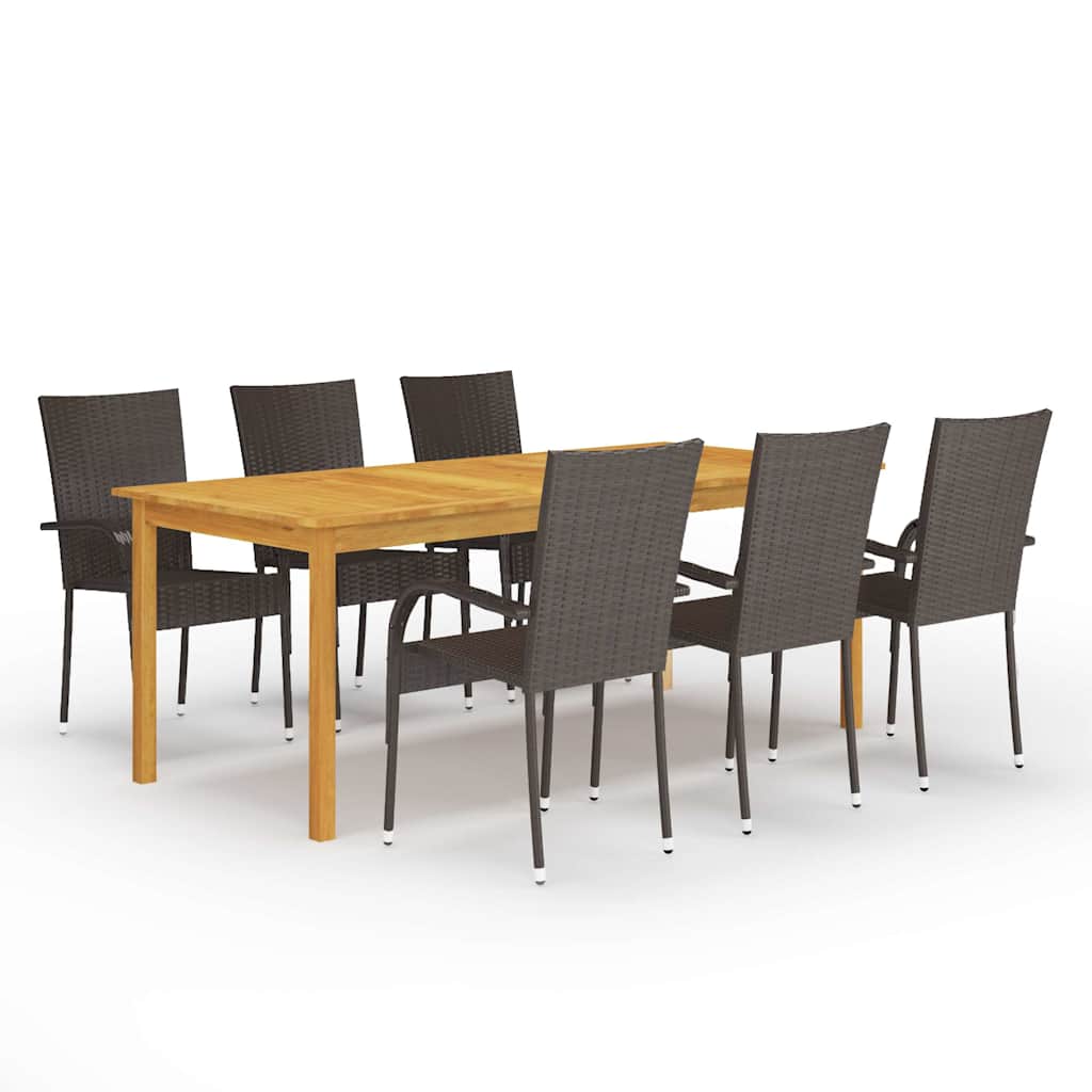 vidaXL 7-Piece Garden Dining Set Brown