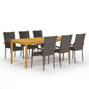 vidaXL 7-Piece Garden Dining Set Brown