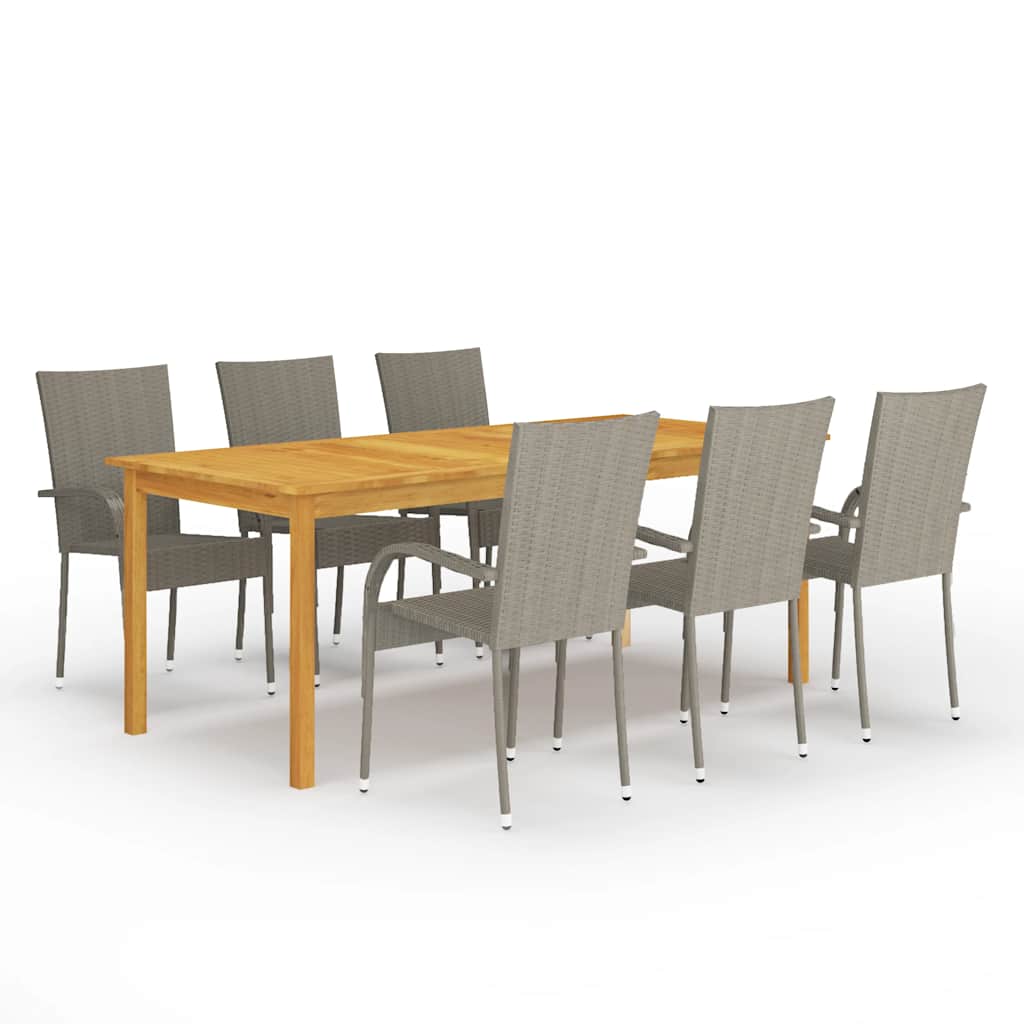 vidaXL 7-Piece Garden Dining Set Brown