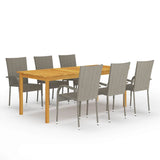 vidaXL 7-Piece Garden Dining Set Brown