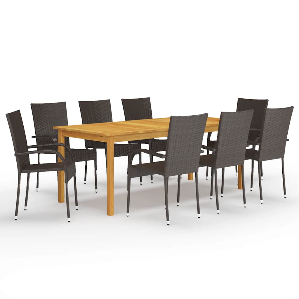 vidaXL 7-Piece Garden Dining Set Brown