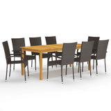 vidaXL 7-Piece Garden Dining Set Brown
