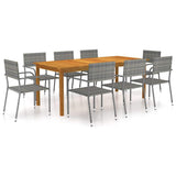 vidaXL 7-Piece Garden Dining Set Grey