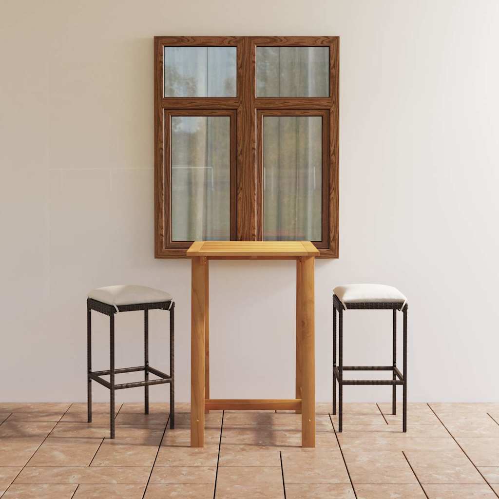 vidaXL 3-Piece Garden Bar Set with Cushions Brown