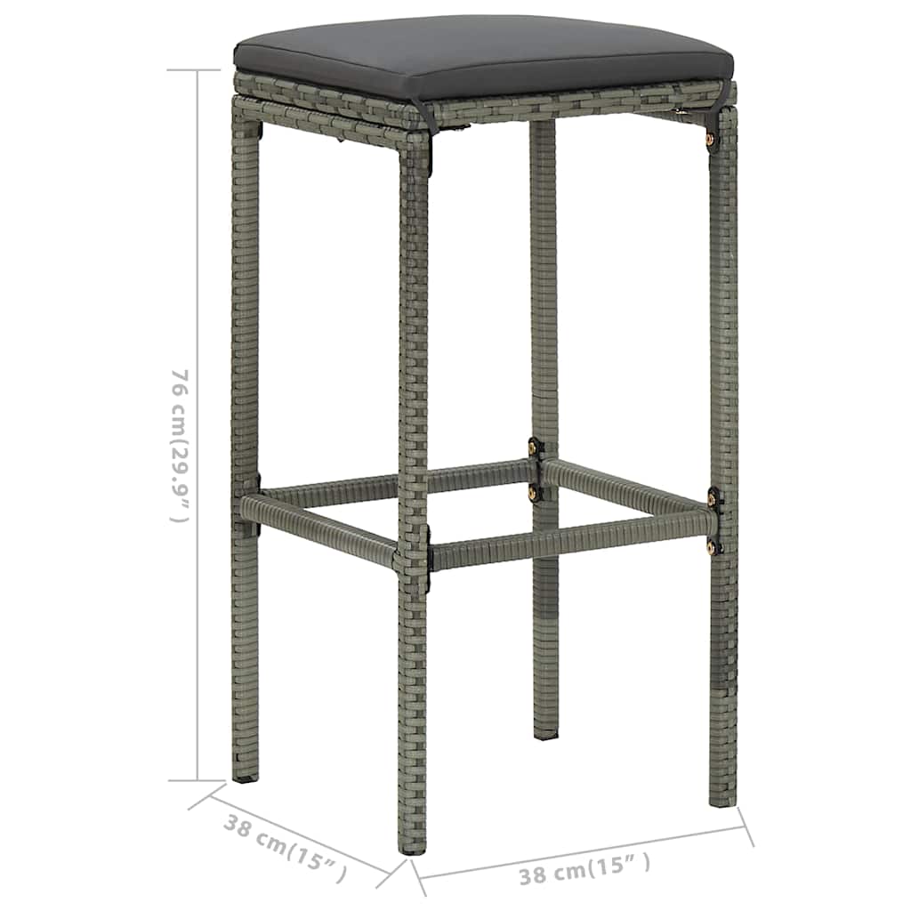 vidaXL 3-Piece Garden Bar Set with Cushions Brown