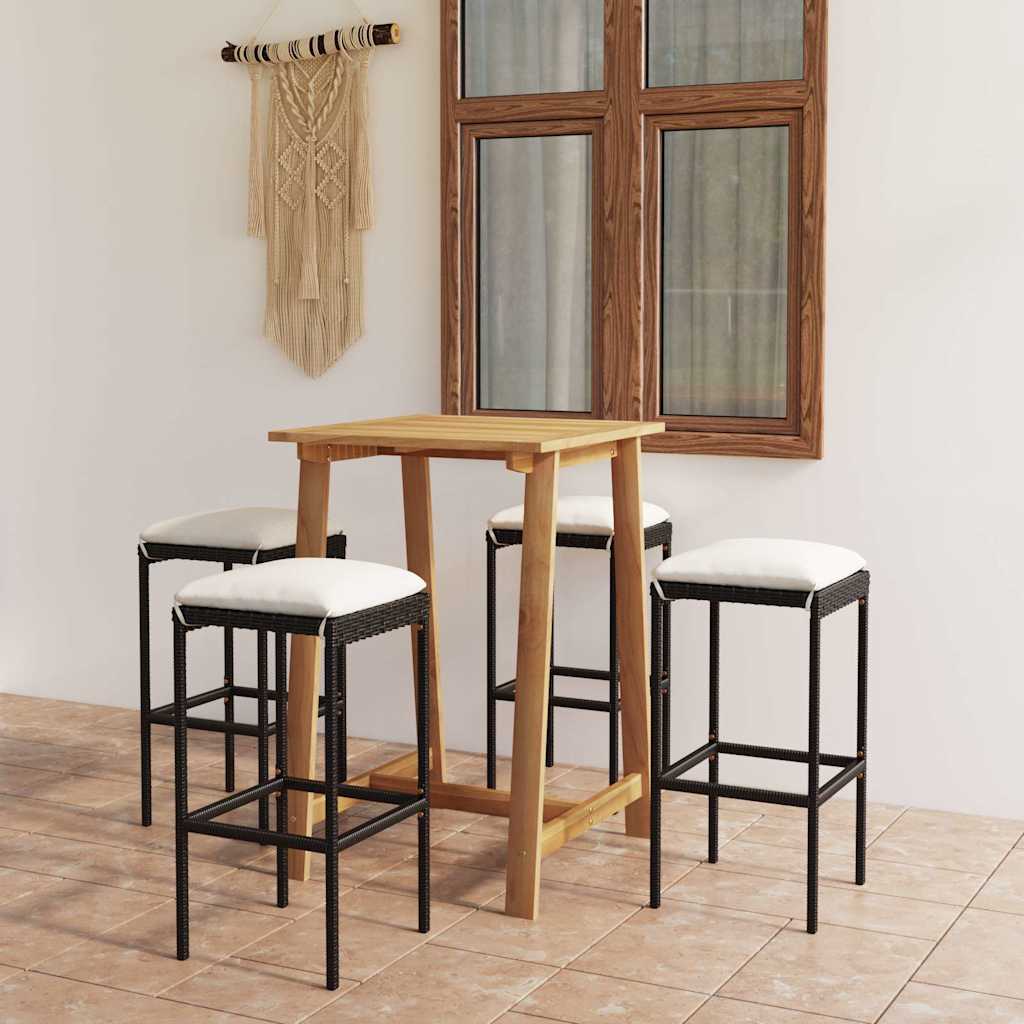 vidaXL 3-Piece Garden Bar Set with Cushions Brown
