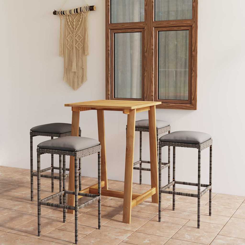 vidaXL 3-Piece Garden Bar Set with Cushions Brown
