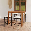 vidaXL 5-Piece Garden Bar Set with Cushions Brown