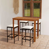 vidaXL 5-Piece Garden Bar Set with Cushions Brown
