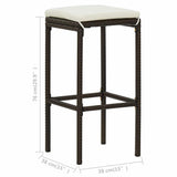 vidaXL 5-Piece Garden Bar Set with Cushions Brown