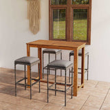 vidaXL 5-Piece Garden Bar Set with Cushions Brown