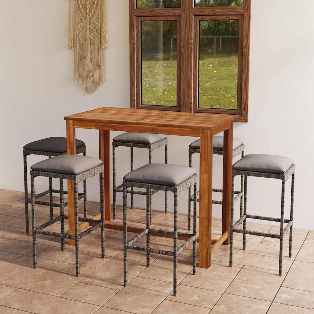 vidaXL 5-Piece Garden Bar Set with Cushions Brown