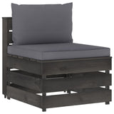 vidaXL Middle Sofa Sectional with Cushions Grey Impregnated Wood