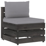 vidaXL Middle Sofa Sectional with Cushions Grey Impregnated Wood