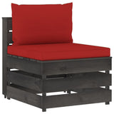 vidaXL Middle Sofa Sectional with Cushions Grey Impregnated Wood