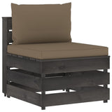 vidaXL Middle Sofa Sectional with Cushions Grey Impregnated Wood