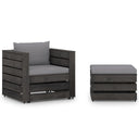 vidaXL 2-piece Lounge Set with Cushions Grey Impregnated Wood