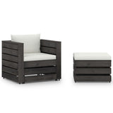 vidaXL 2-piece Lounge Set with Cushions Grey Impregnated Wood