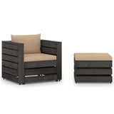 vidaXL 2-piece Lounge Set with Cushions Grey Impregnated Wood