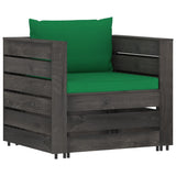vidaXL 2-piece Lounge Set with Cushions Grey Impregnated Wood