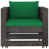 vidaXL 2-piece Lounge Set with Cushions Grey Impregnated Wood