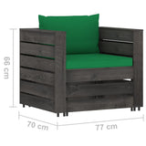 vidaXL 2-piece Lounge Set with Cushions Grey Impregnated Wood