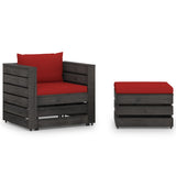 vidaXL 2-piece Lounge Set with Cushions Grey Impregnated Wood