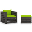vidaXL 2-piece Lounge Set with Cushions Grey Impregnated Wood
