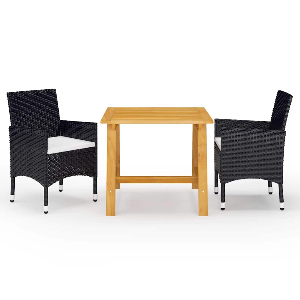 vidaXL 3-Piece Garden Dining Set Black