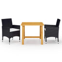 vidaXL 3-Piece Garden Dining Set Black
