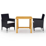 vidaXL 3-Piece Garden Dining Set Black