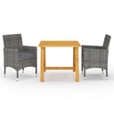 vidaXL 3-Piece Garden Dining Set Black
