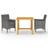 vidaXL 3-Piece Garden Dining Set Black