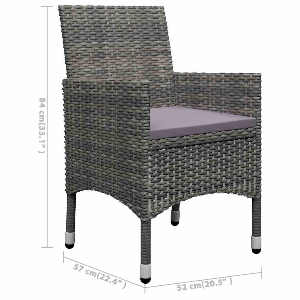 vidaXL 3-Piece Garden Dining Set Black