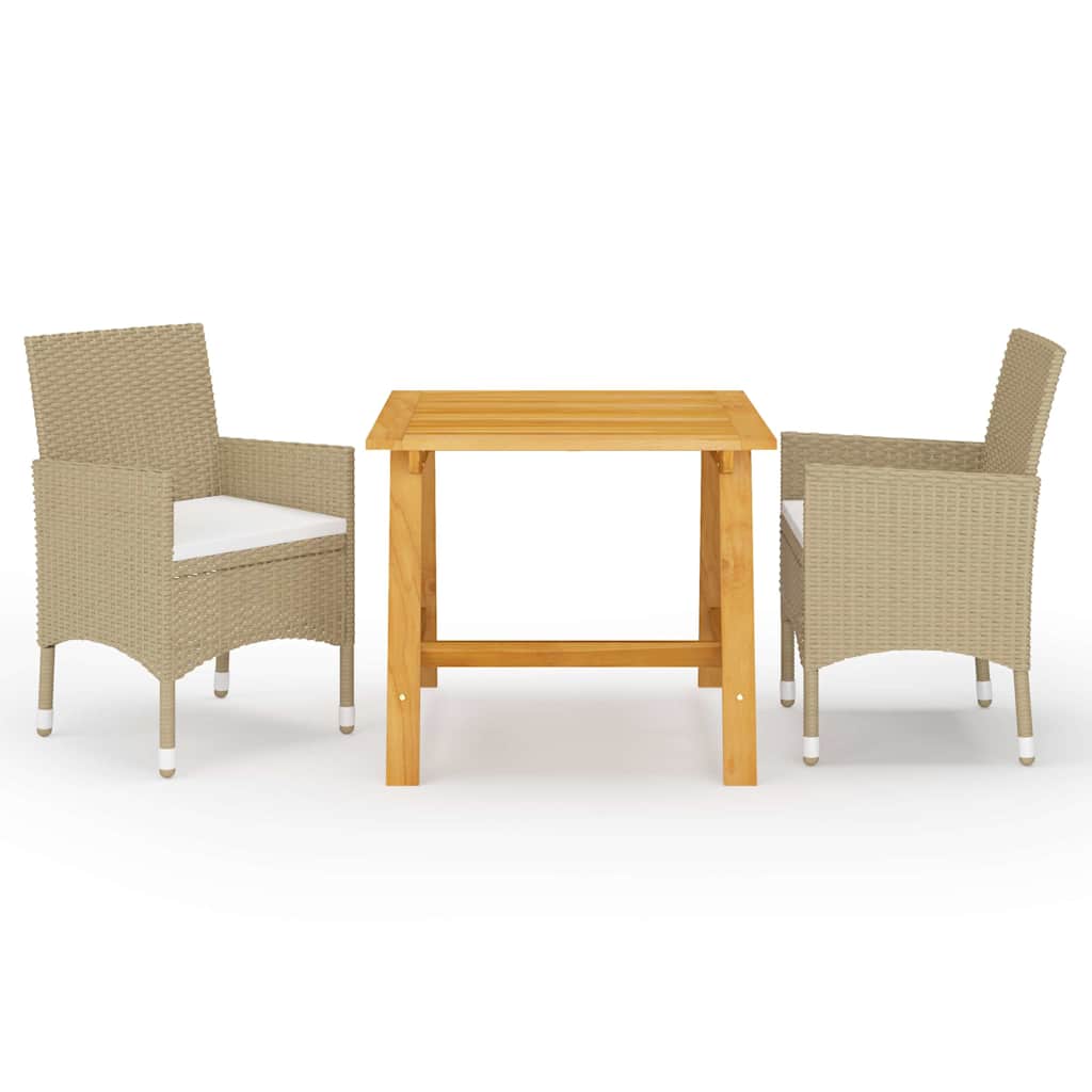 vidaXL 3-Piece Garden Dining Set Black