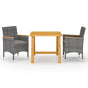 vidaXL 3-Piece Garden Dining Set Black