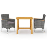 vidaXL 3-Piece Garden Dining Set Black
