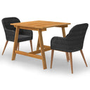 vidaXL 3-piece Garden Lounge Set black