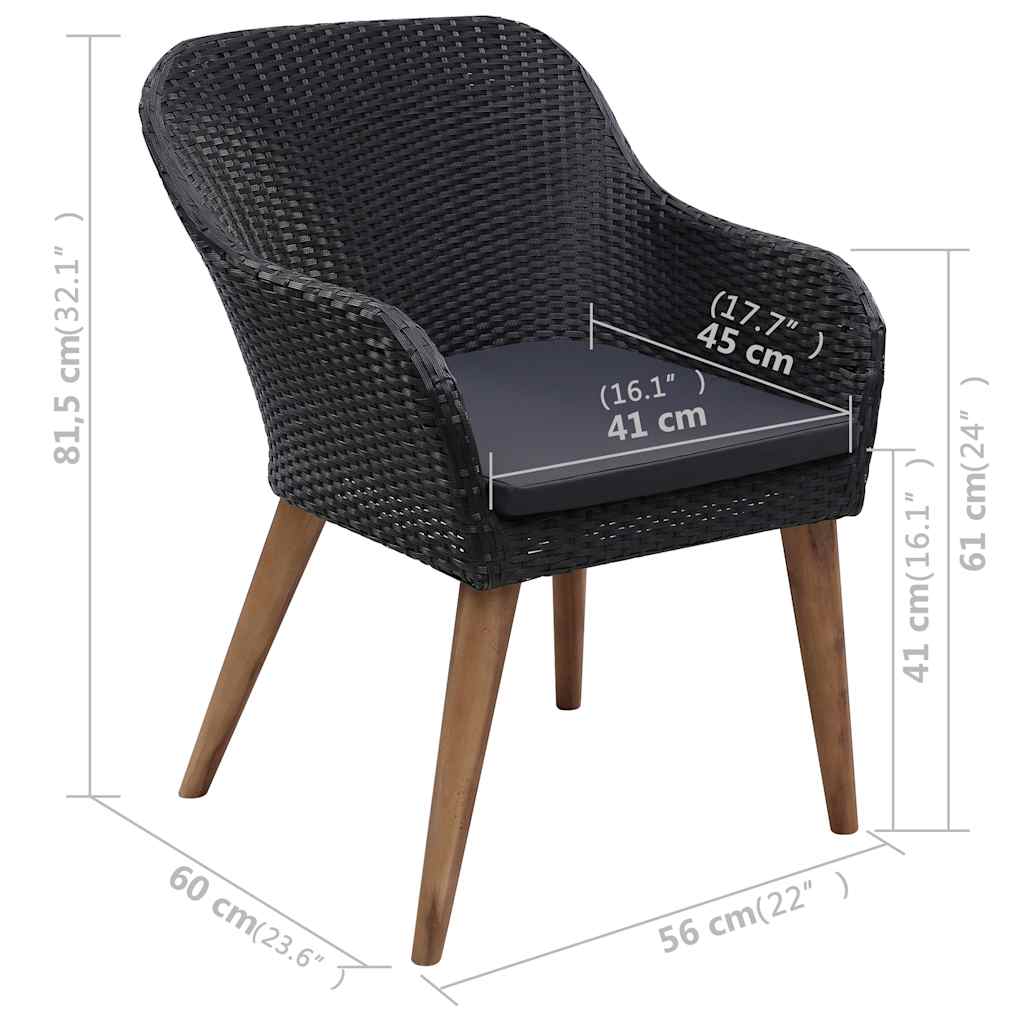 vidaXL 3-piece Garden Lounge Set black