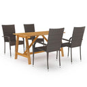 vidaXL 5-piece Garden Dining Set brown