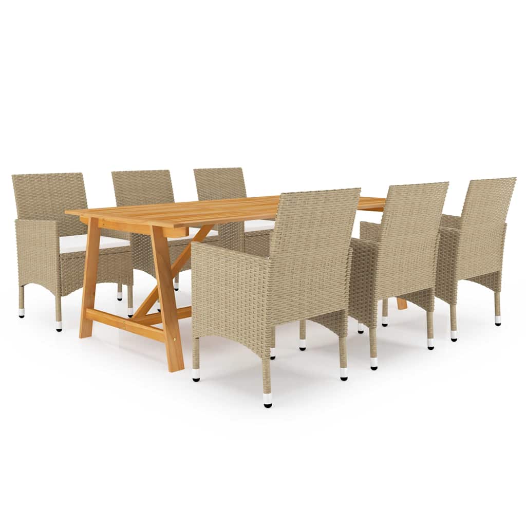 vidaXL 7-Piece Garden Dining Set Black