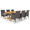 vidaXL 7-Piece Garden Dining Set Black