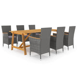 vidaXL 7-Piece Garden Dining Set Black