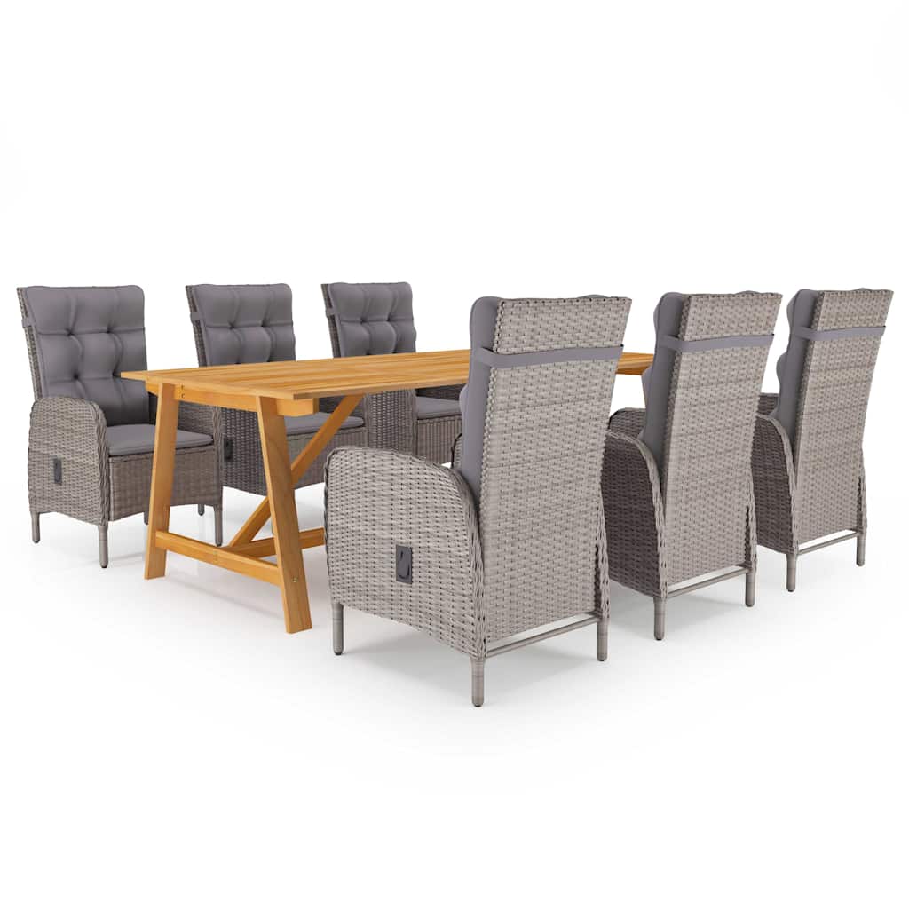 vidaXL 7-Piece Garden Dining Set Grey